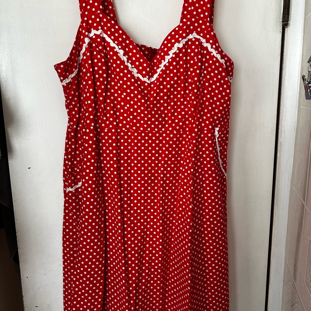Cherry Velvet Red Polka Dot Dress